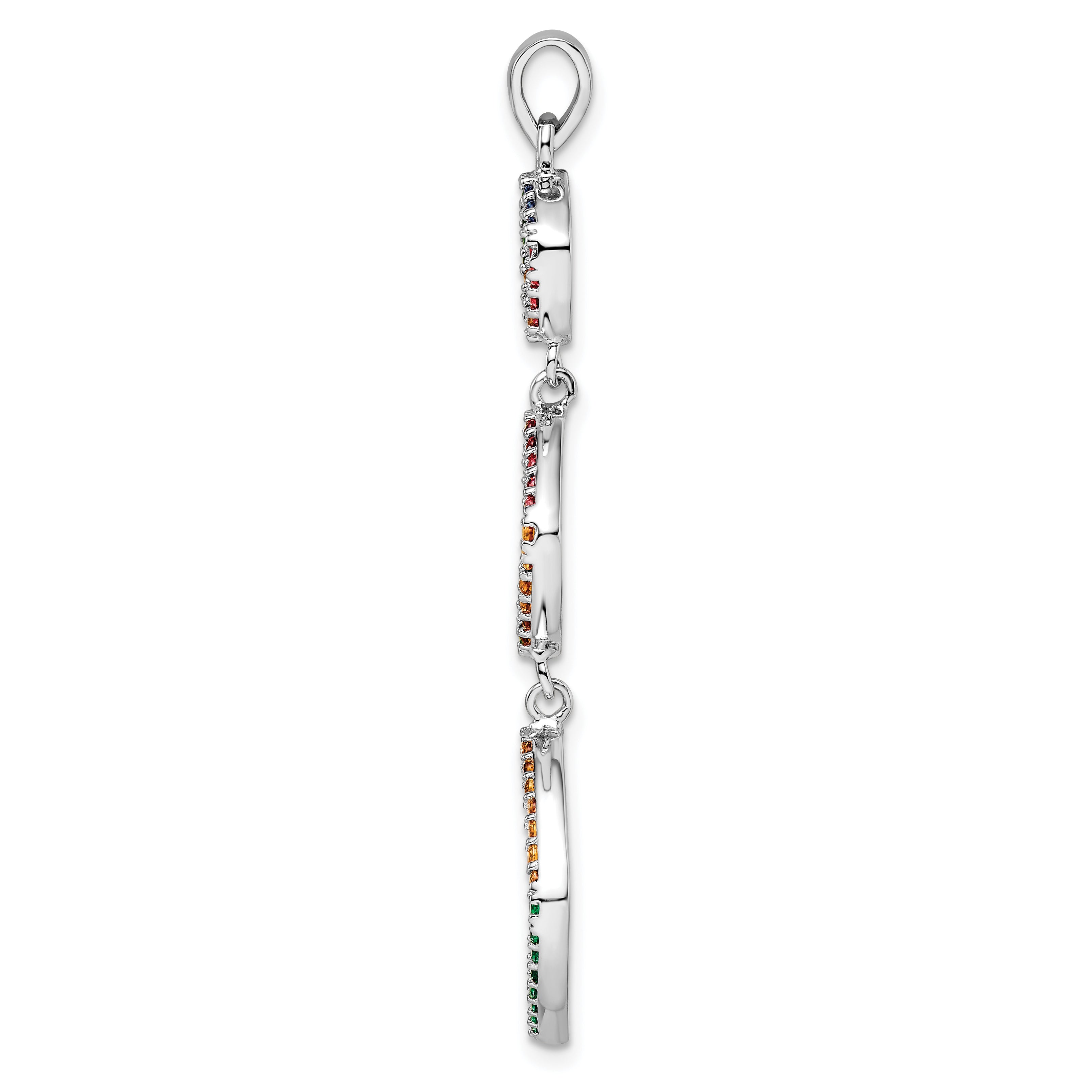 Sterling Silver Rhodium-plated Multi-color Nano Crystal Pendant