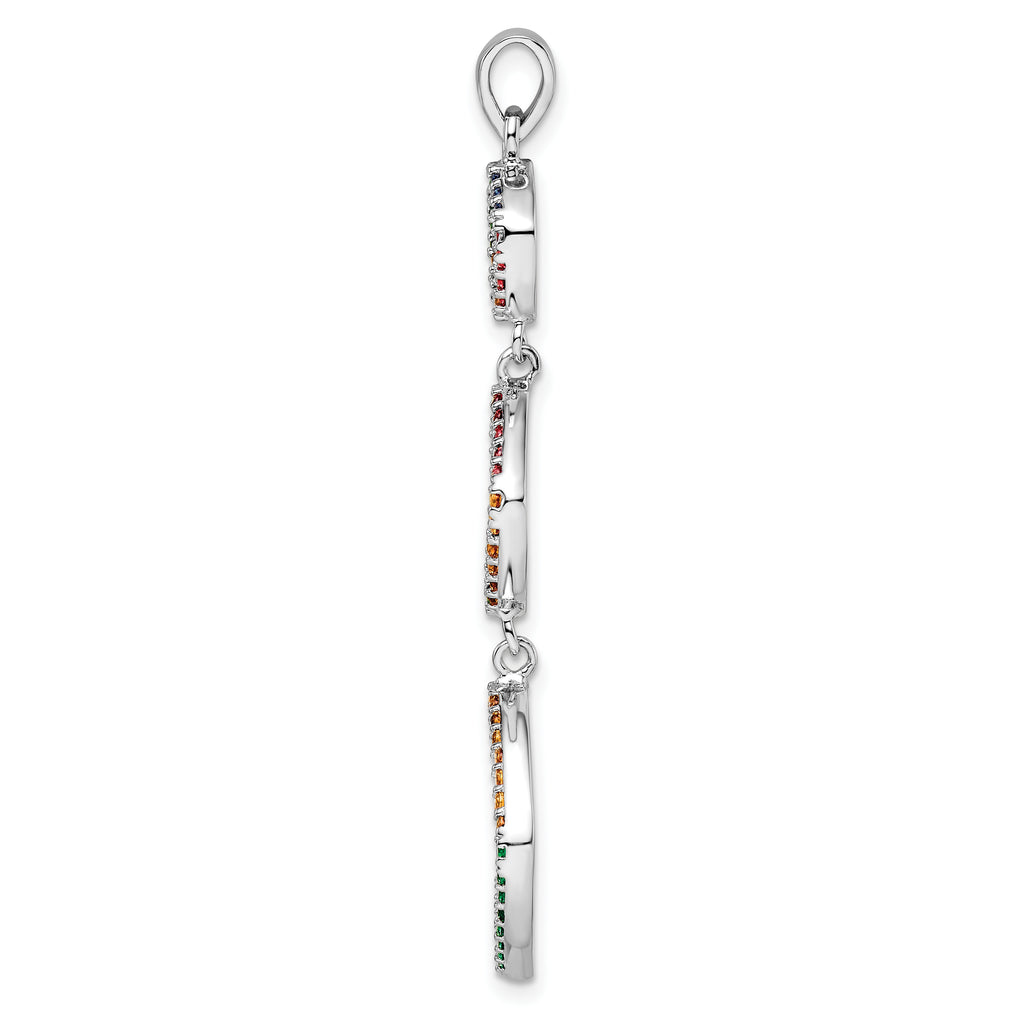 Sterling Silver Rhodium-plated Multi-color Nano Crystal Pendant