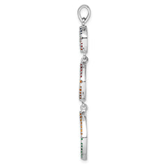 Sterling Silver Rhodium-plated Multi-color Nano Crystal Pendant