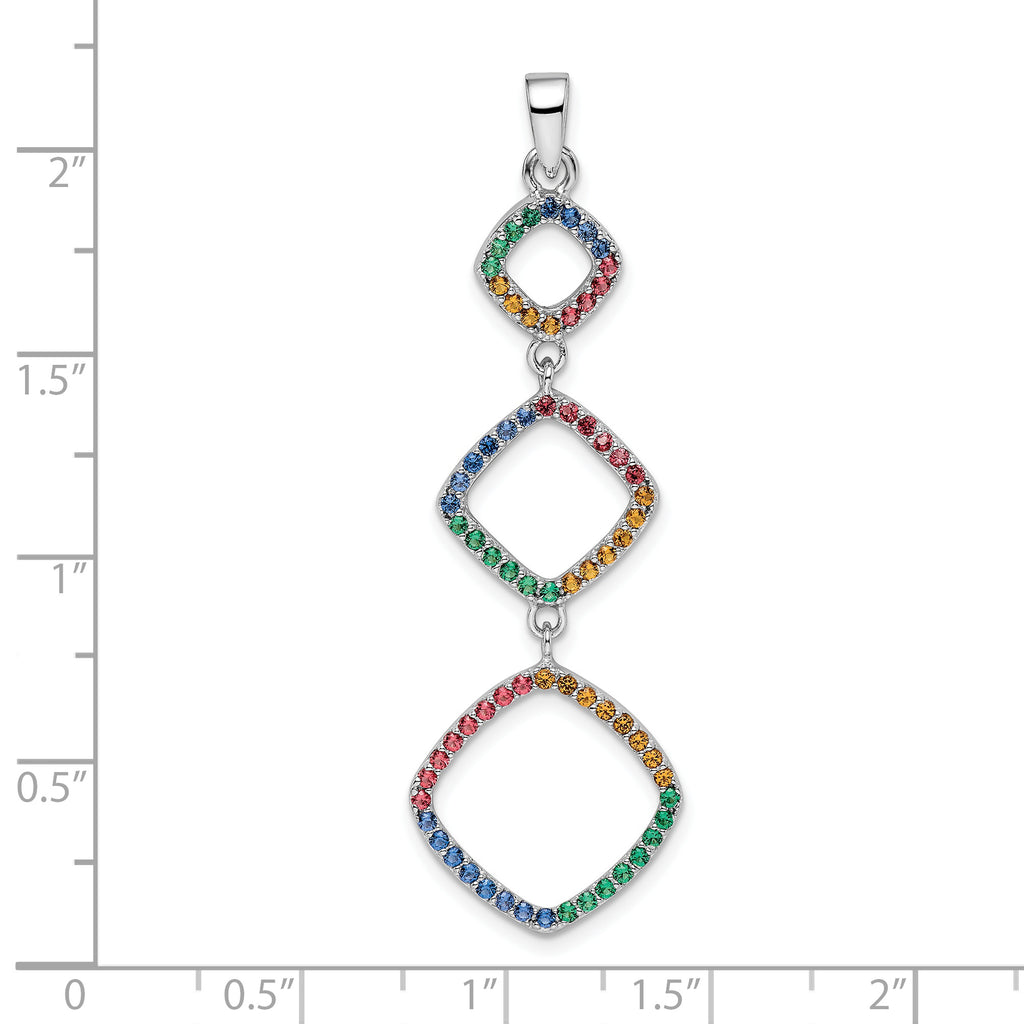 Sterling Silver Rhodium-plated Multi-color Nano Crystal Pendant