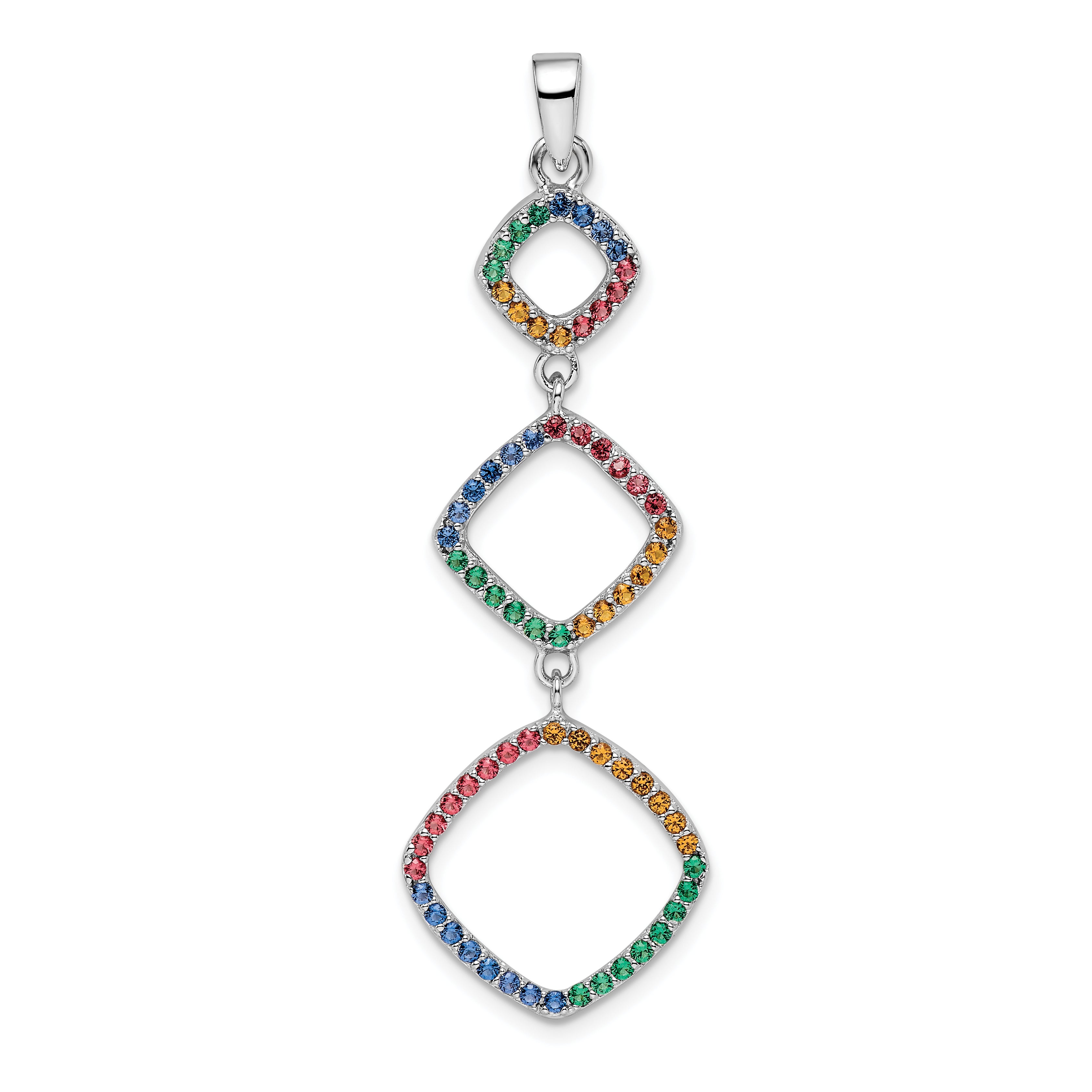 Sterling Silver Rhodium-plated Multi-color Nano Crystal Pendant Main image