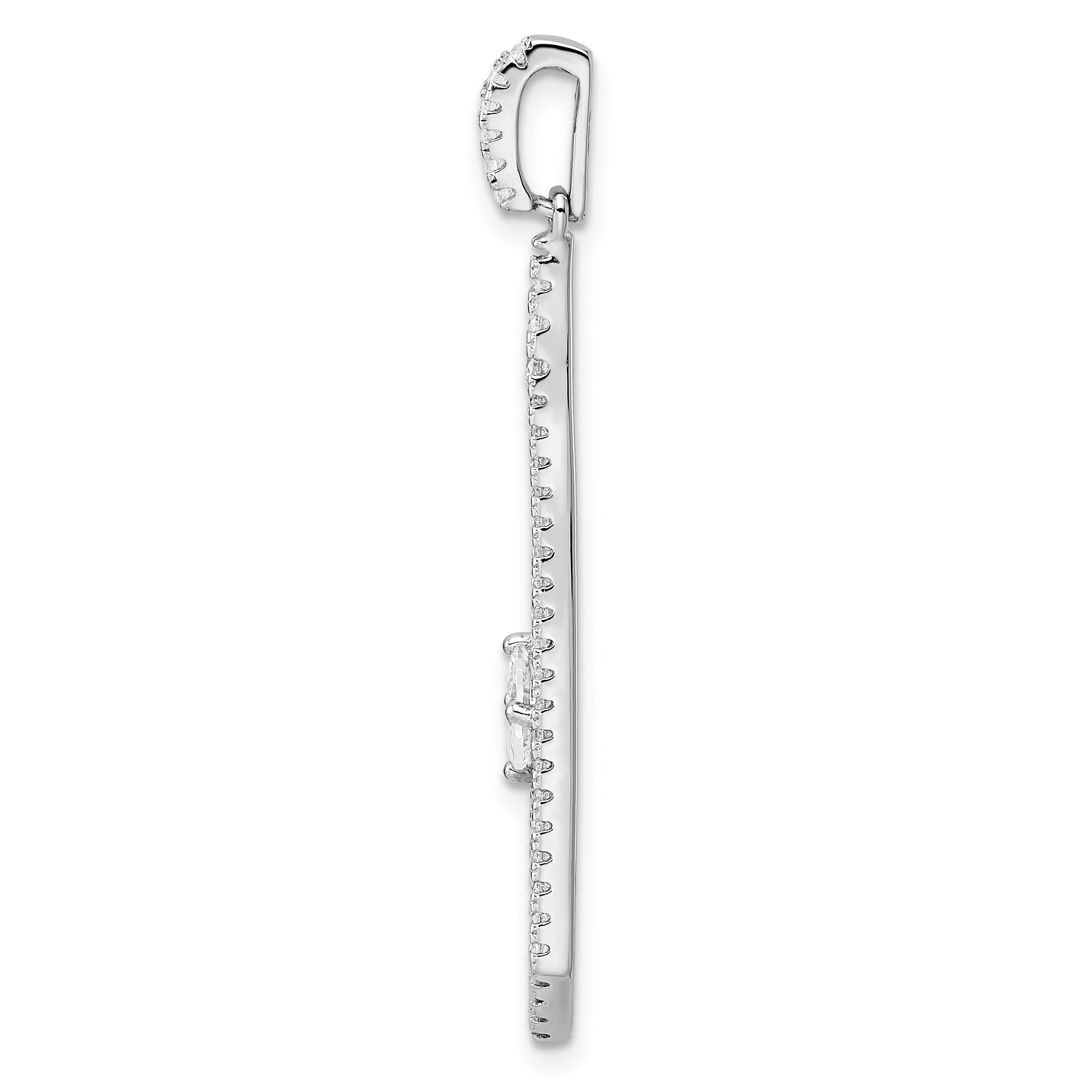 Sterling Silver Rhodium-plated Polished Fancy CZ Pendant Secondary image