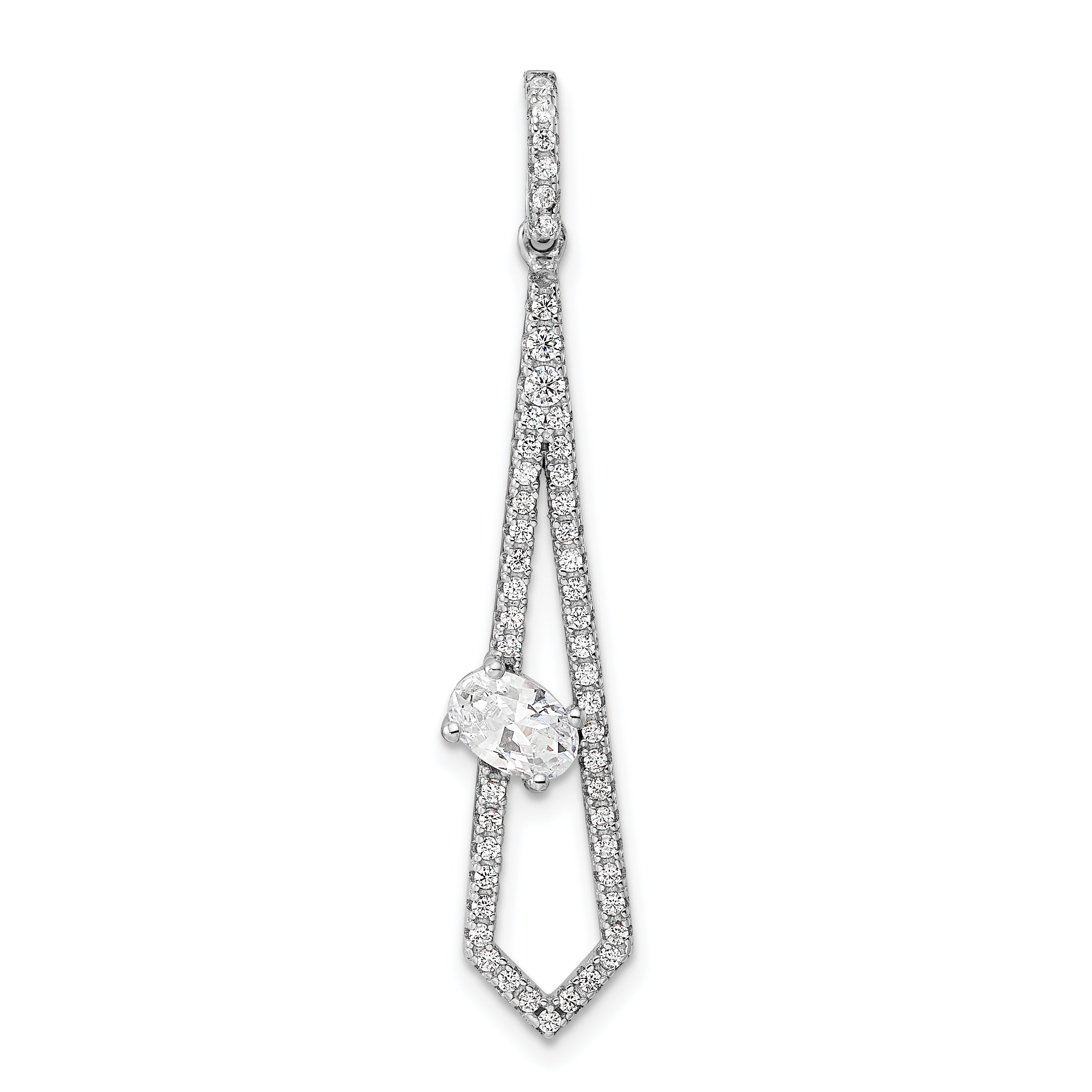 Sterling Silver Rhodium-plated Polished Fancy CZ Pendant Main image