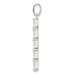 Sterling Silver Polished CZ Bar Pendant