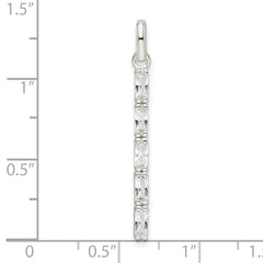 Sterling Silver Polished CZ Bar Pendant