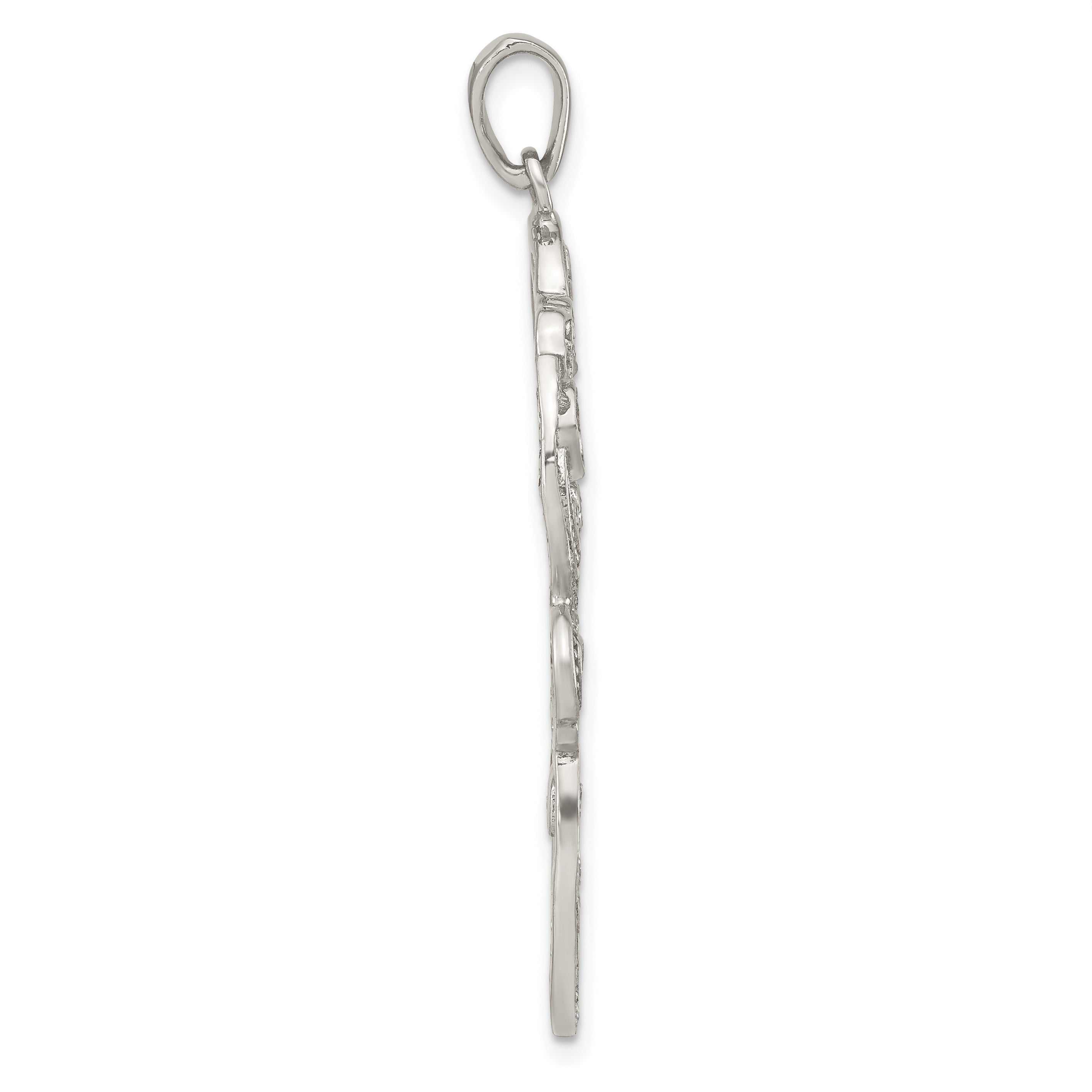 Sterling Silver Polished CZ Floral Pendant Secondary image