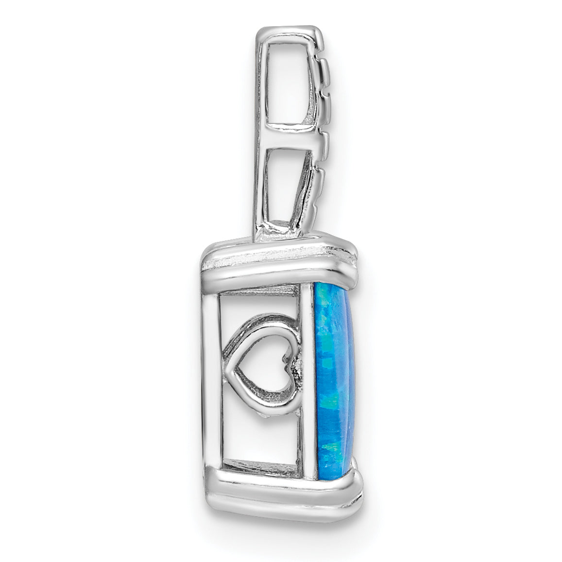 Sterling Silver Rhodium-plated Polished Square Blue Opal Pendant Secondary image