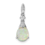 Sterling Silver Rhodium-plated Polished CZ and Synthetic Opal Pendant