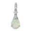 Sterling Silver Rhodium-plated Polished CZ and Synthetic Opal Pendant