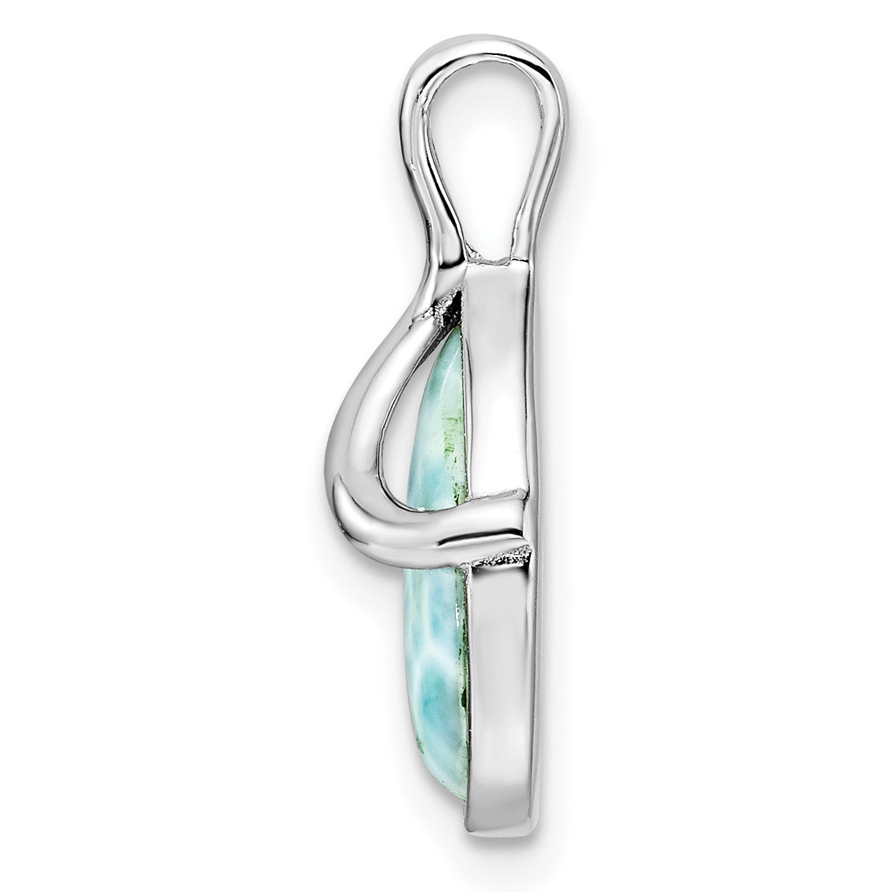 Sterling Silver Rhodium-plated Polished Pear Shape Larimar Twist Pendant Secondary image