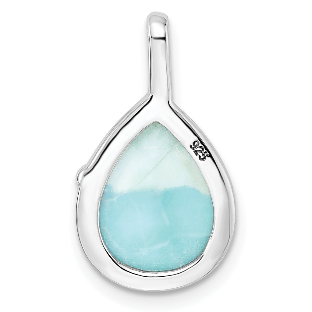 Sterling Silver Rhodium-plated Polished Pear Shape Larimar Twist Pendant