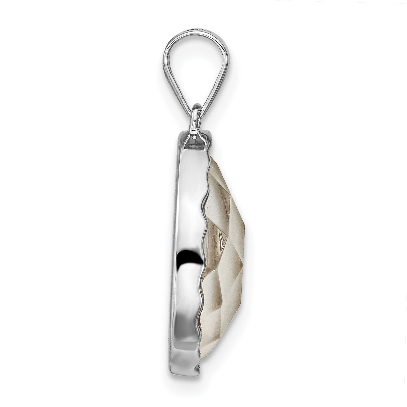 Sterling Silver Rhodium-plated Glass Teardrop Pendant Secondary image