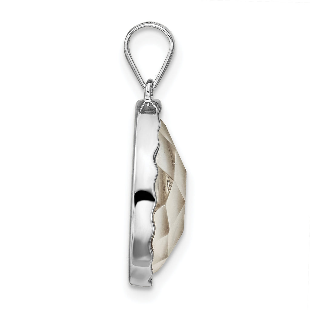 Sterling Silver Rhodium-plated Glass Teardrop Pendant