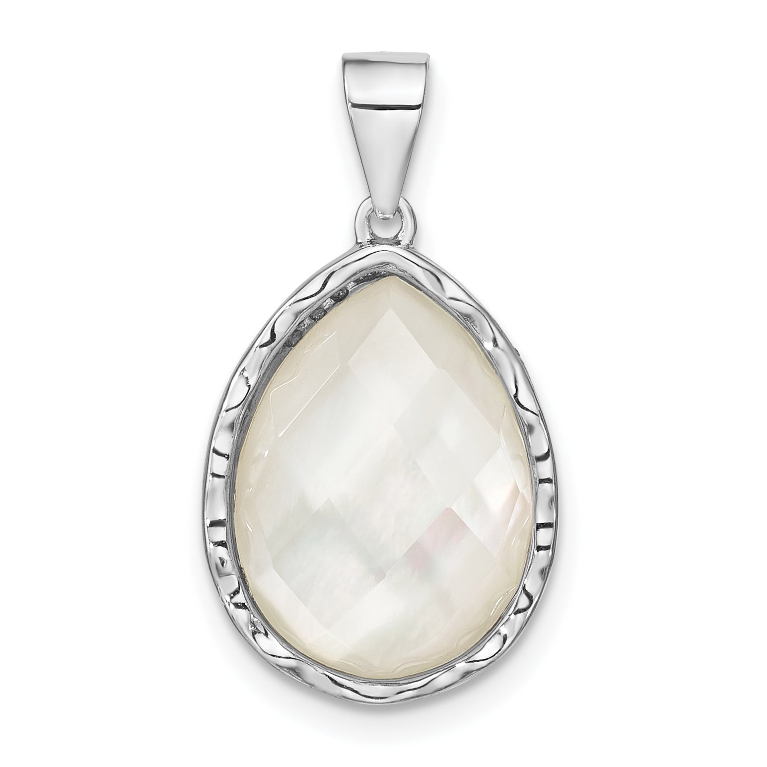 Sterling Silver Rhodium-plated Glass Teardrop Pendant Main image