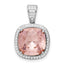 Sterling Silver Rhodium-plated CZ & Peach Crystal Pendant