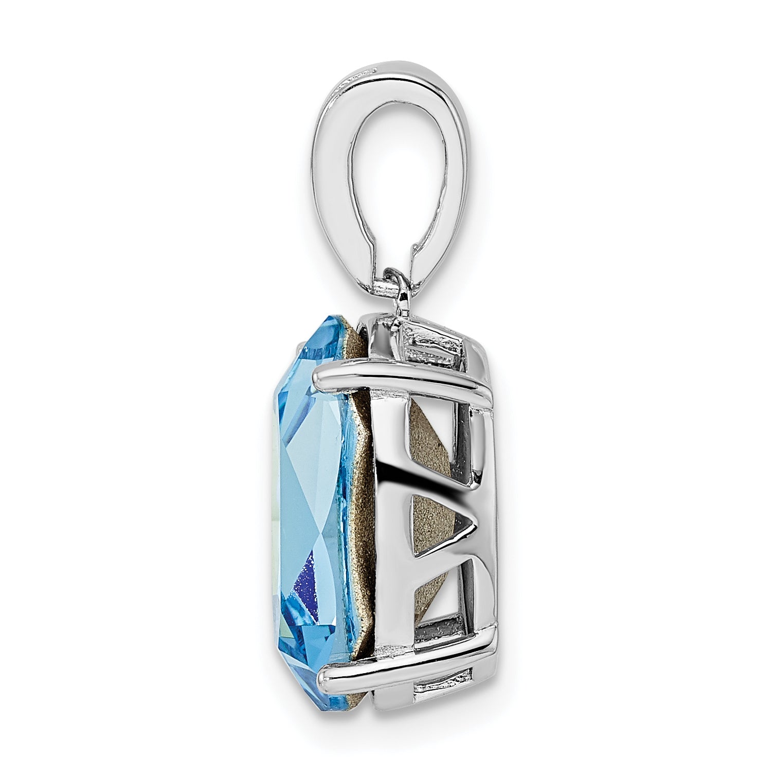 Sterling Silver Rhodium-plated Polished CZ & Blue Crystal Pendant Secondary image