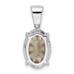 Sterling Silver Rhodium-plated Polished CZ & Blue Crystal Pendant