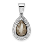 Sterling Silver Rhodium-plated CZ & Dk Purple Crystal Pendant