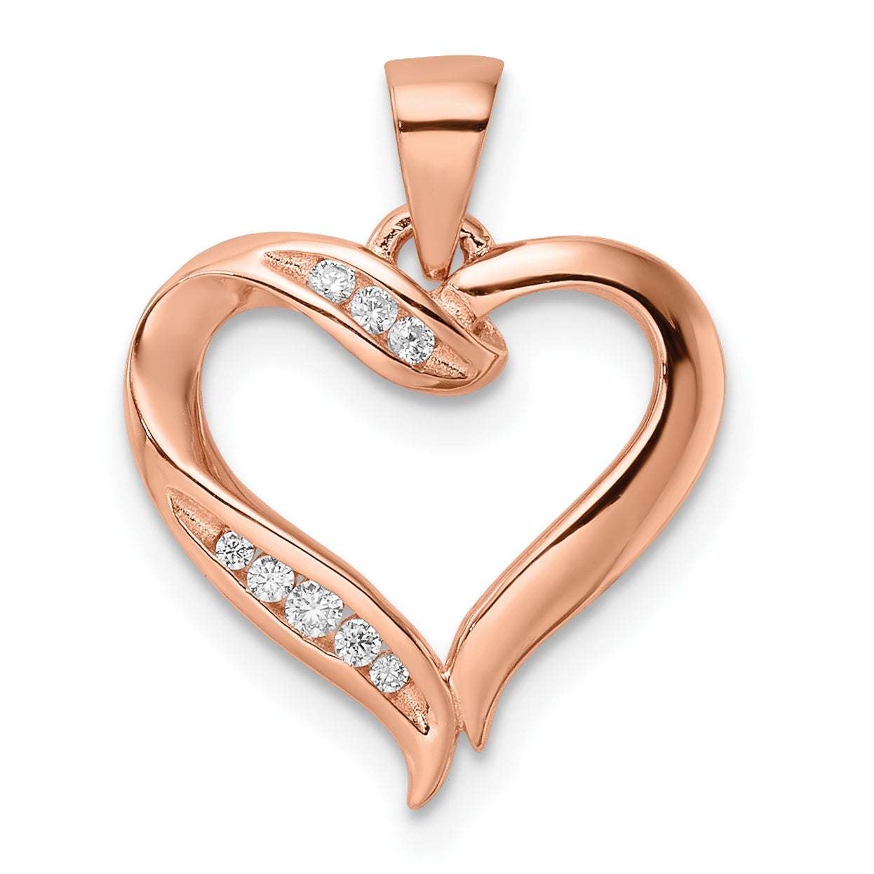 Sterling Silver Rose-tone CZ Open Heart Pendant Main image