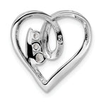 Sterling Silver Rhodium-plated CZ Fancy Heart Slide