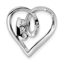 Sterling Silver Rhodium-plated CZ Fancy Heart Slide