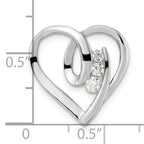 Sterling Silver Rhodium-plated CZ Fancy Heart Slide