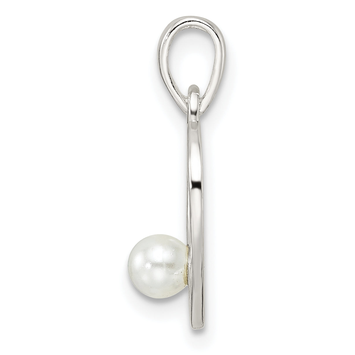 Sterling Silver Polished Imitation Pearl Heart Pendant Secondary image