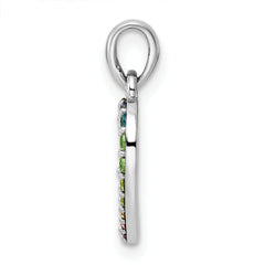Sterling Silver Rhodium-plated Nano Crystal Heart Pendant