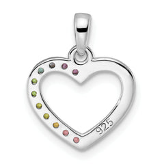 Sterling Silver Rhodium-plated Nano Crystal Heart Pendant