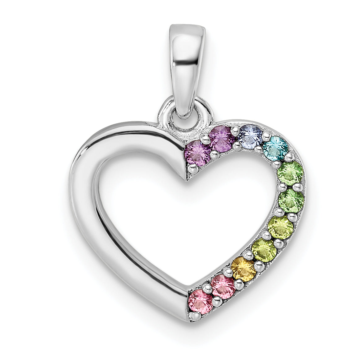 Sterling Silver Rhodium-plated Nano Crystal Heart Pendant Main image
