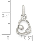Sterling Silver CZ Heart Pendant