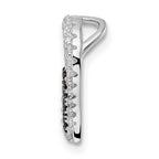 Sterling Silver Bk/Wht CZ Rhod-plated Paw Print Heart Chain Slide