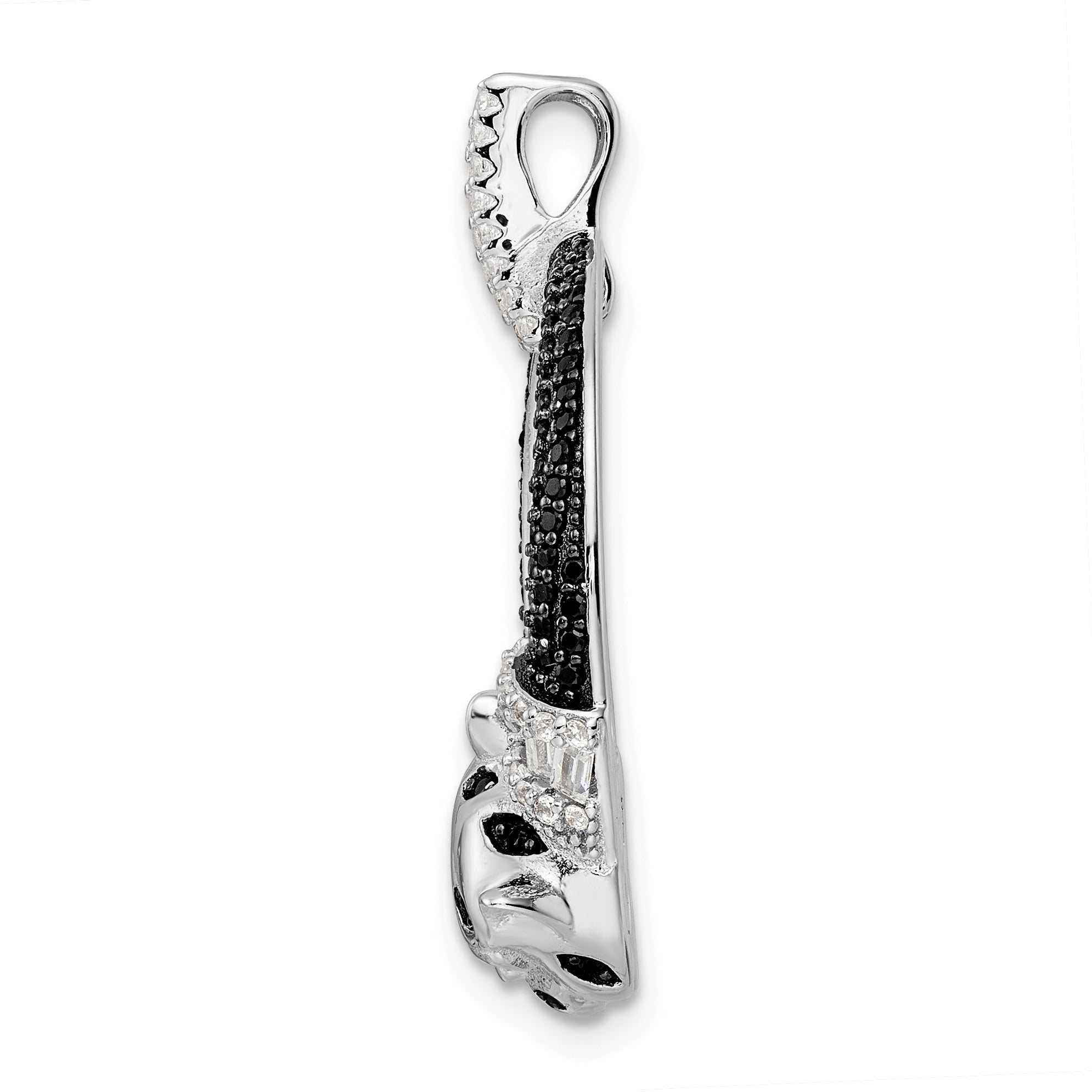 Sterling Silver Rhodium-plated Polished CZ Double Cheetah Head Pendant Secondary image