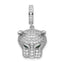 Sterling Silver Rhodium-plated Green & White CZ Panther Pendant