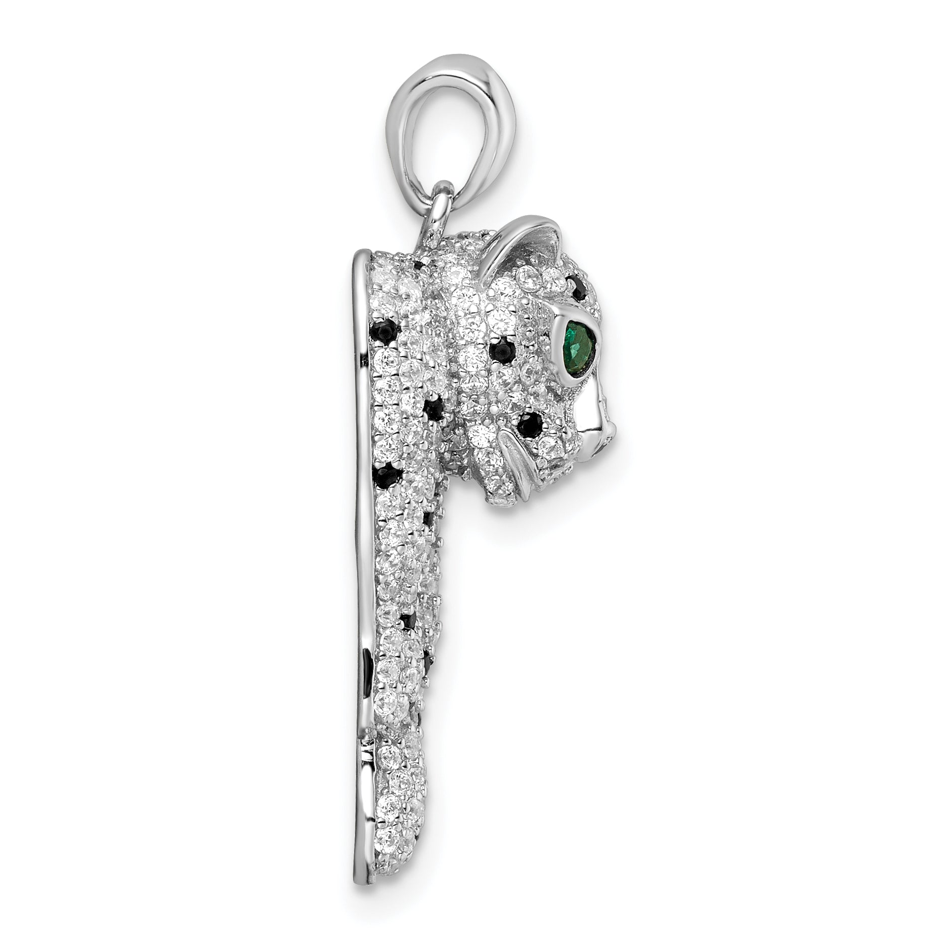 Sterling Silver Blk/White Rhodium-plated Polished CZ Cheetah Pendant Secondary image