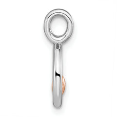 Sterling Silver RH-plated & Rose Gold-plated Polished Circle w/Heart Pendan