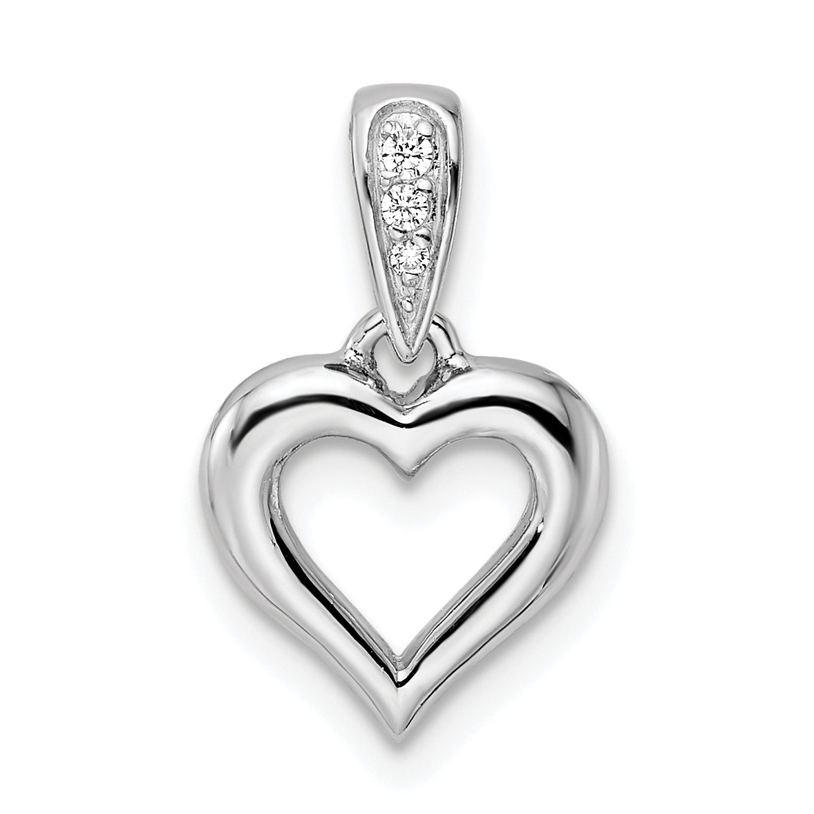 Sterling Silver RH CZ Heart Dangle Pendant Main image