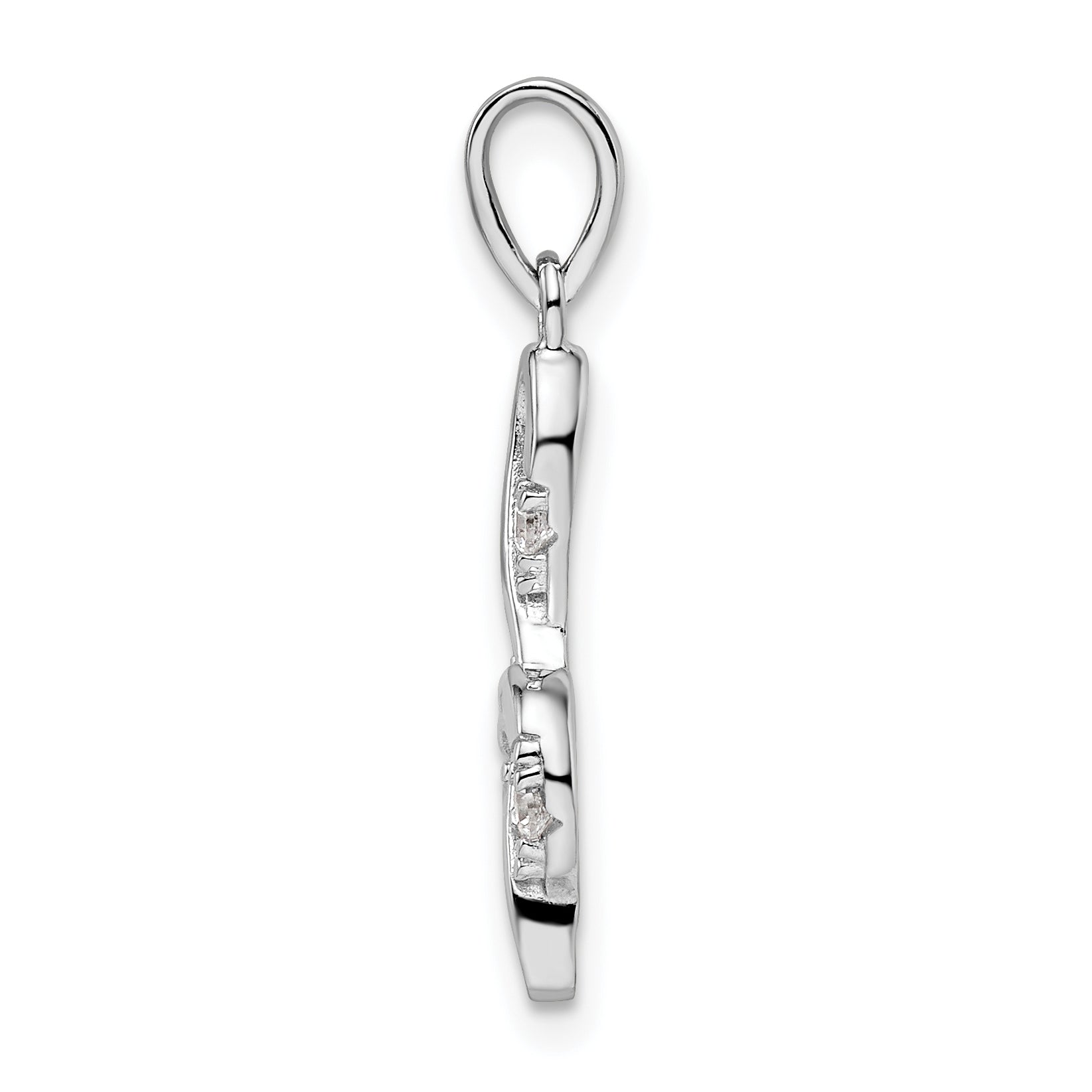 Sterling Silver Rhodium-plated CZ Treble Clef Pendant Secondary image