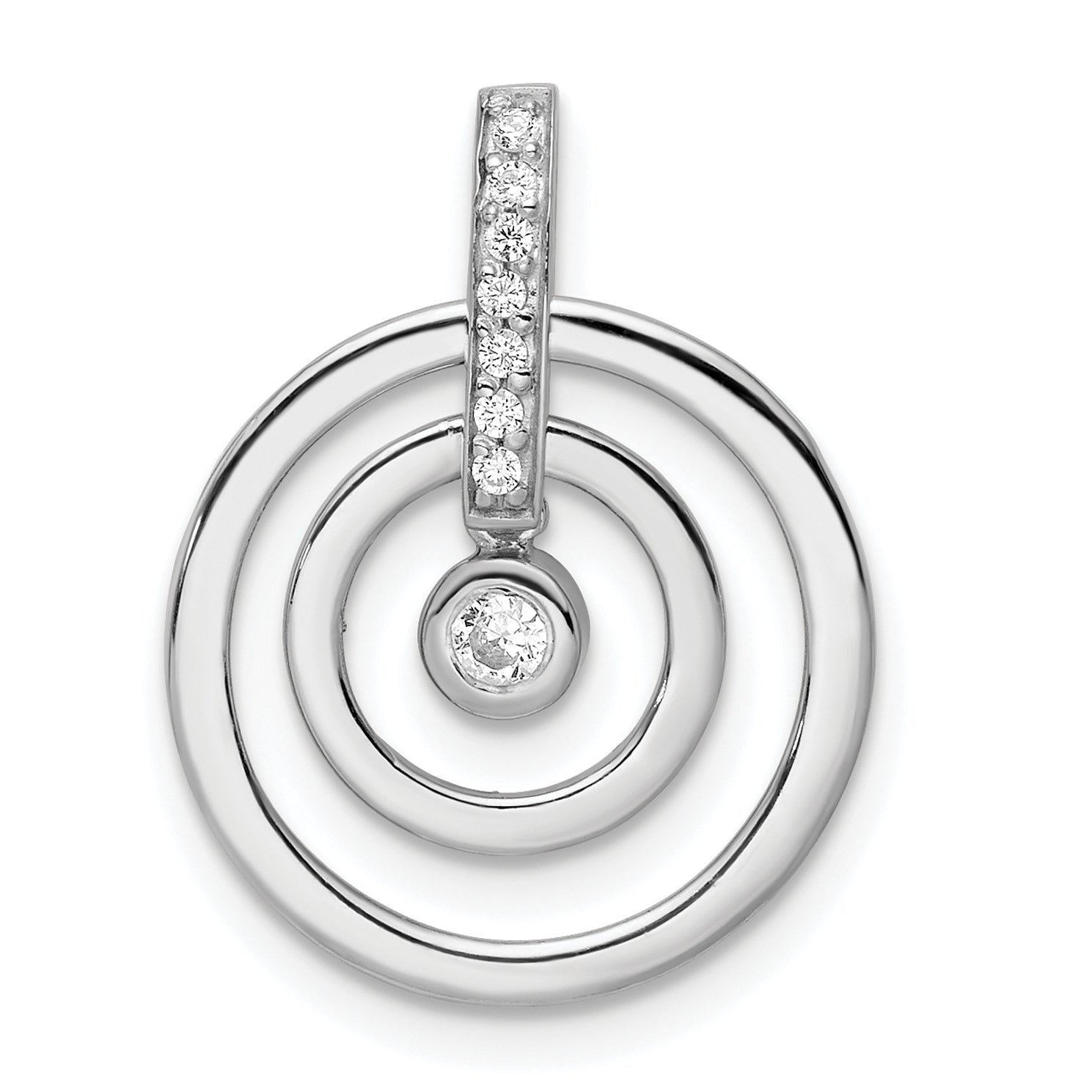 Sterling Silver RH Polished CZ Circle Pendant Main image