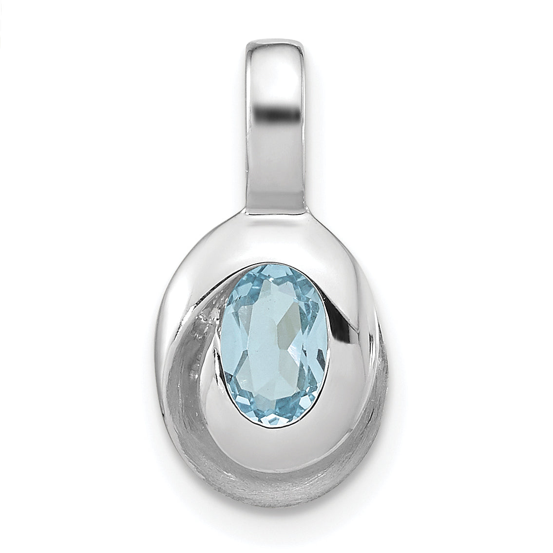 Sterling Silver Rh-plated Sky Blue Topaz Oval Pendant Main image