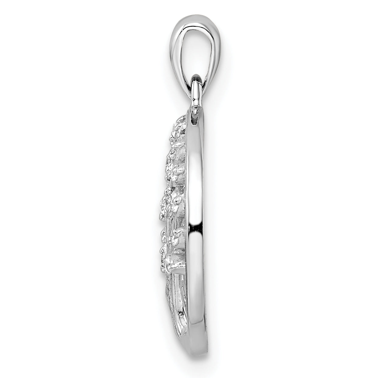 Sterling Silver Rhodium-plated Polished CZ Tree of Life Pendant Secondary image