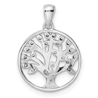 Sterling Silver Rhodium-plated Polished CZ Tree of Life Pendant