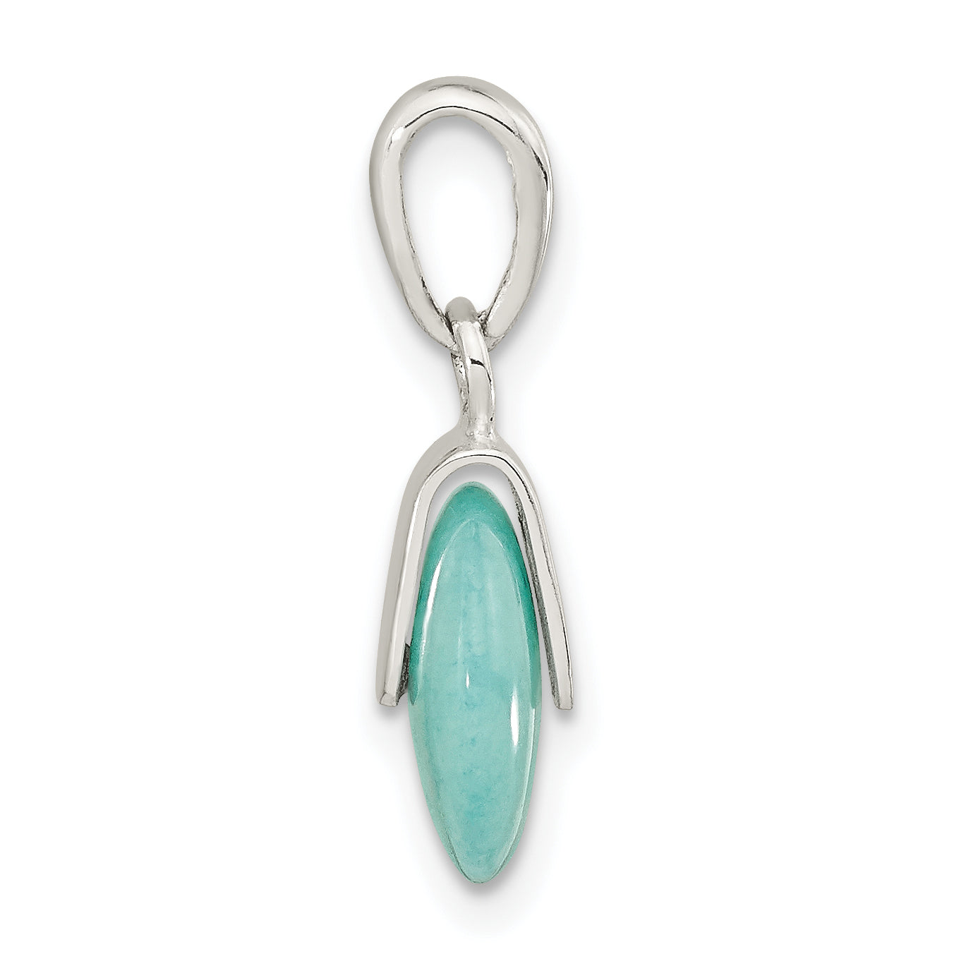 Sterling Silver Polished Circle Imitation Turquoise Pendant Secondary image
