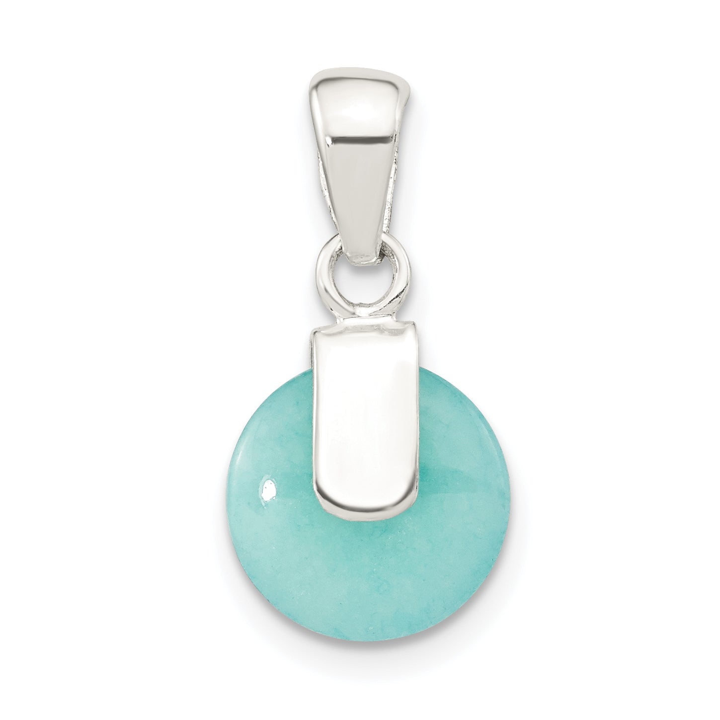 Sterling Silver Polished Circle Imitation Turquoise Pendant Main image
