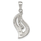 Sterling Silver Polished Enamel CZ Greek Key Pendant