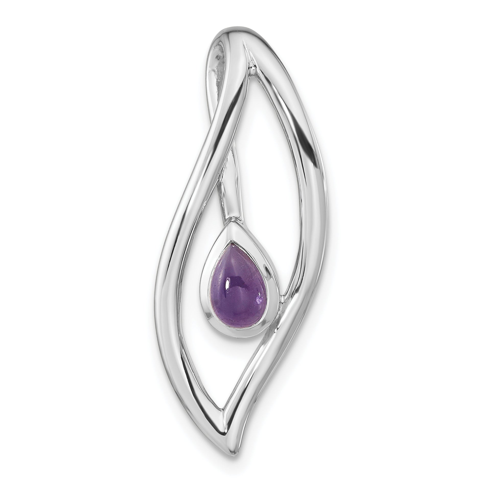 Sterling Silver Rh-plated Pear Amethyst Fancy Pendant Main image