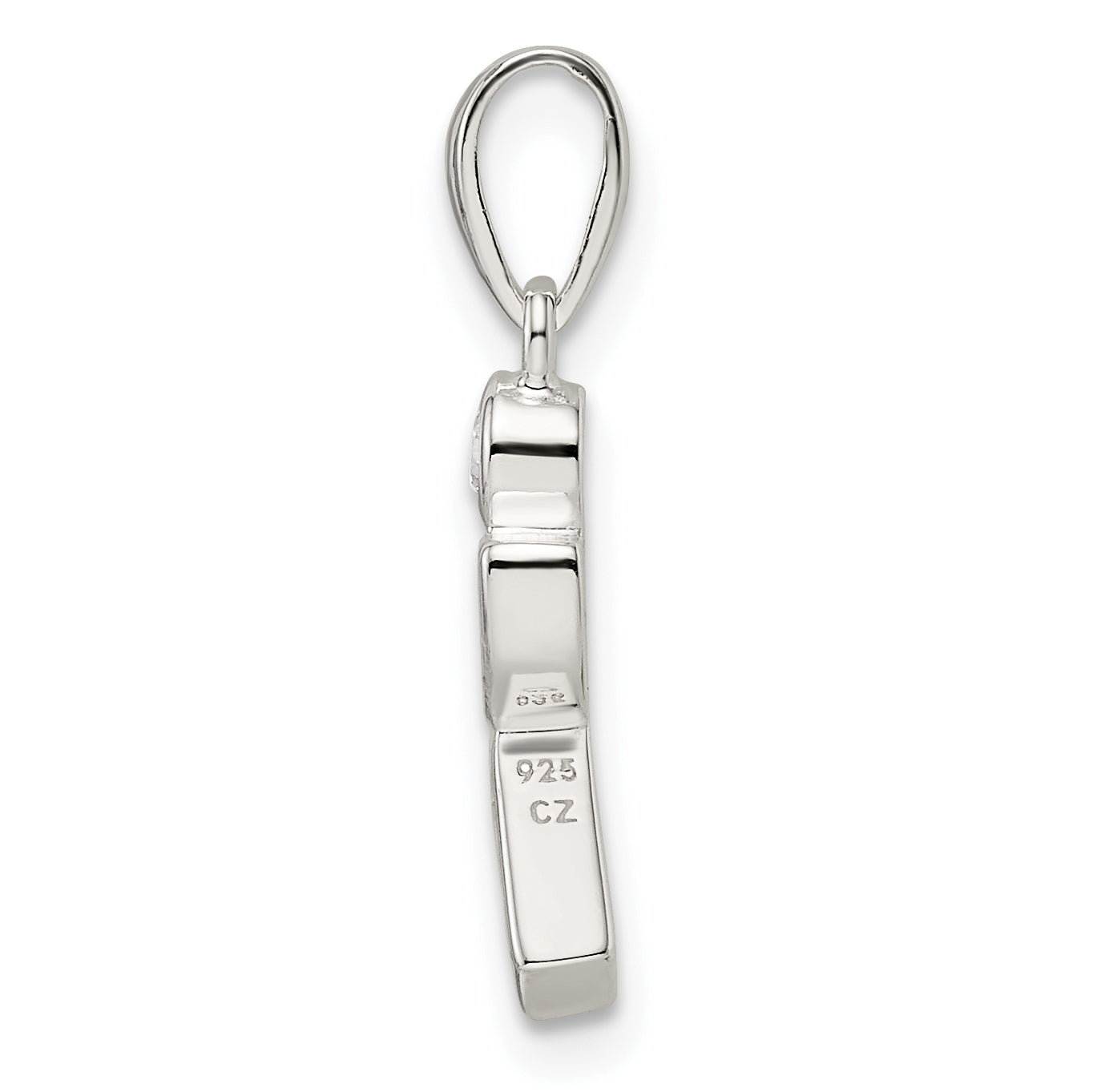 Sterling Silver Polished Geometric Shapes CZ Pendant