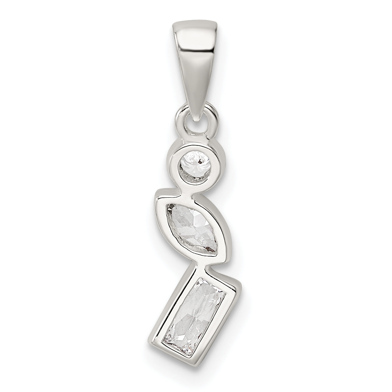 Sterling Silver Polished Geometric Shapes CZ Pendant