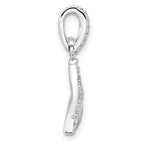 Pure FireSterling Silver Rhod-plated CZ Textured Tail Pendant