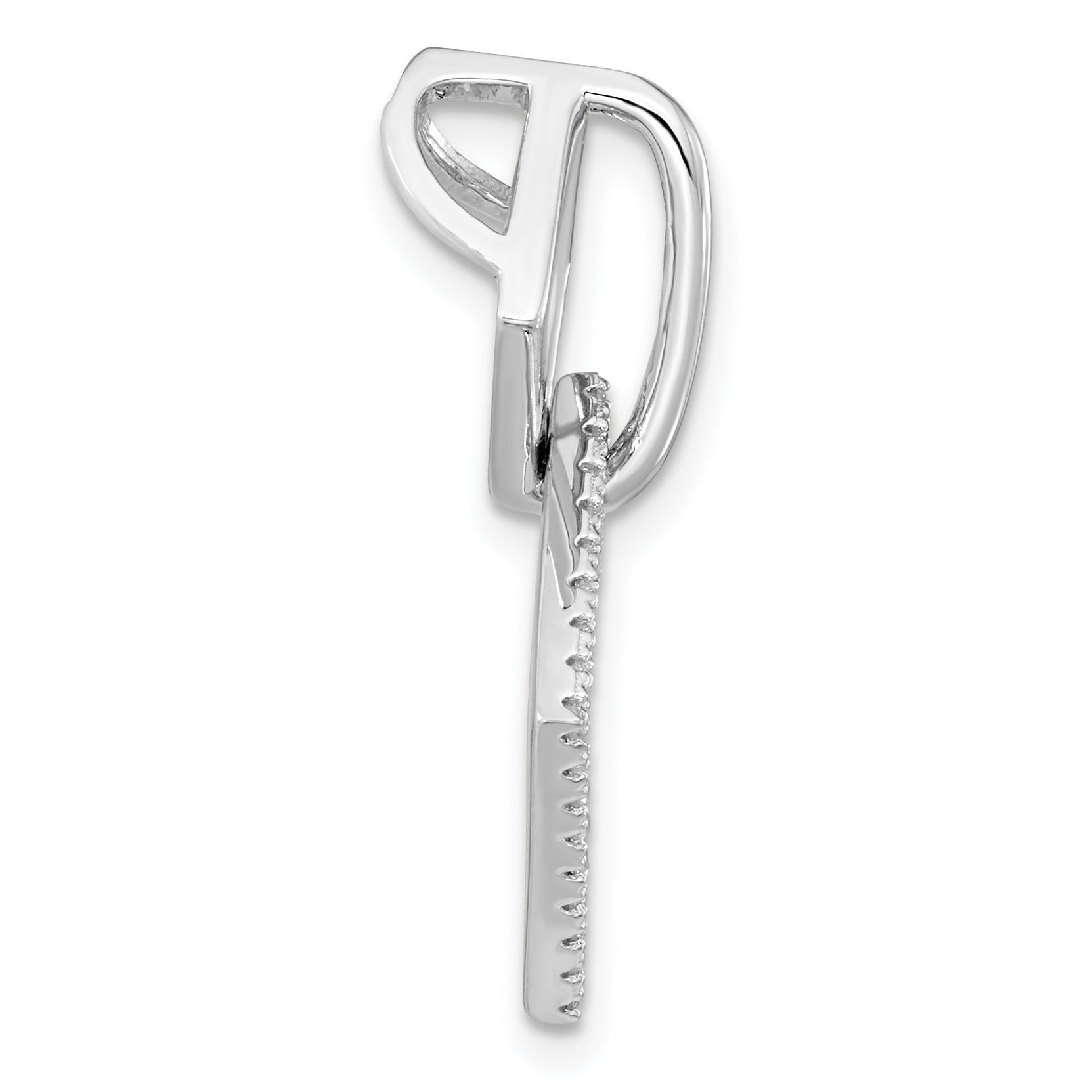 Pure Fire Sterling Silver Rhod-plated CZ Square Chain Slide Pendant Secondary image